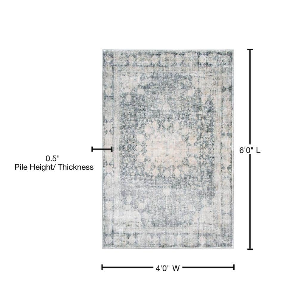 Braided Gray Synthetic 4' x 6' Easy Care Rectangular Rug