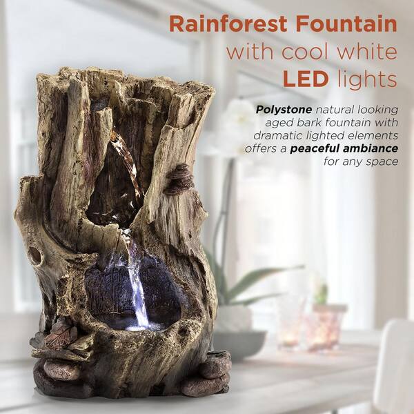 Alpine Corporation - 11 in. Tall Indoor Rainforest Tabletop Fountain with LED Lights