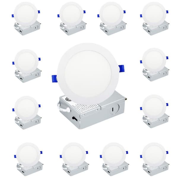 KOAOEIRS 5/6 in. White Ultra Slim Canless Integrated LED Recessed Light 2700K/3000K/3500K/4000K/5000K Selectable Dimmable-12 Pack
