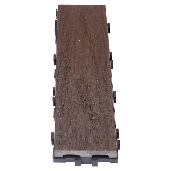 NewTechWood UltraShield Naturale 3 in. x 1 ft. Quick Composite Single Slat Deck Tile in Indonesian Merbau (4-Pieces per Box)