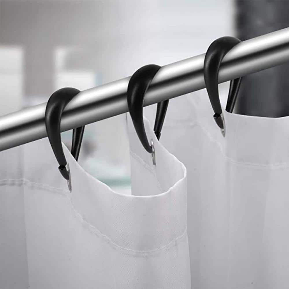 Dyiom Plastic Hooks Drop-Shape Rings Hook Hanger for Bathroom Shower Rod, Shower  Curtain Rings/Hook in Black. B08NV7NBVW - The Home Depot