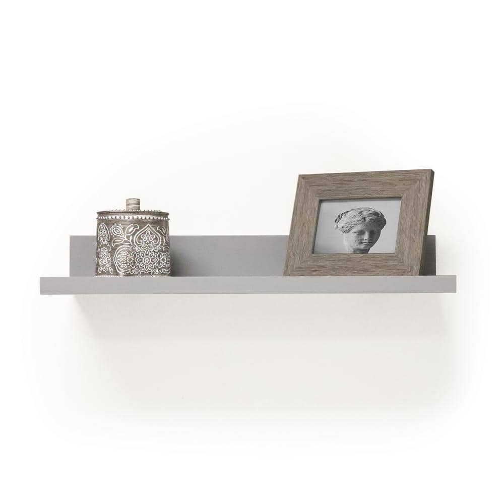 Sleek Gray Engineered Wood 24" Floating Picture Ledge Shelf