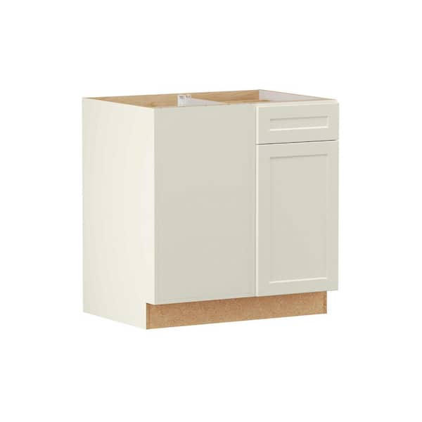 Designer Series Melvern 33 in. W x 24 in. D x 34.5 in. H Assembled Shaker Left Blind Corner Base Cabinet in Cloud