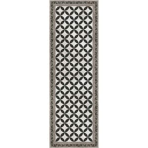 Decorative Black and Beige 24 in. x 72 in. Laminated Kitchen Mat