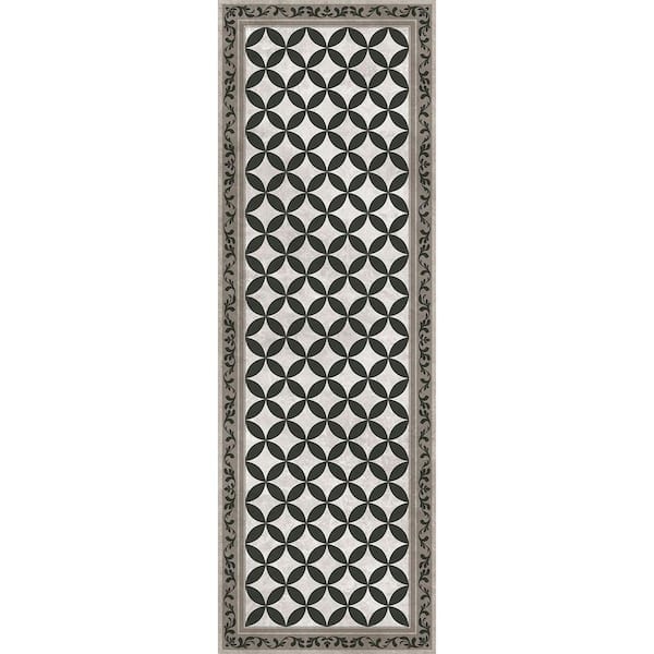 smart tiles Decorative Black and Beige 24 in. x 72 in. Laminated Kitchen Mat