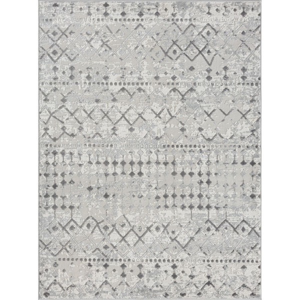 Madison Park Reese Light Grey/Cream 4 ft. x 6 ft. Moroccan Global Woven Area Rug