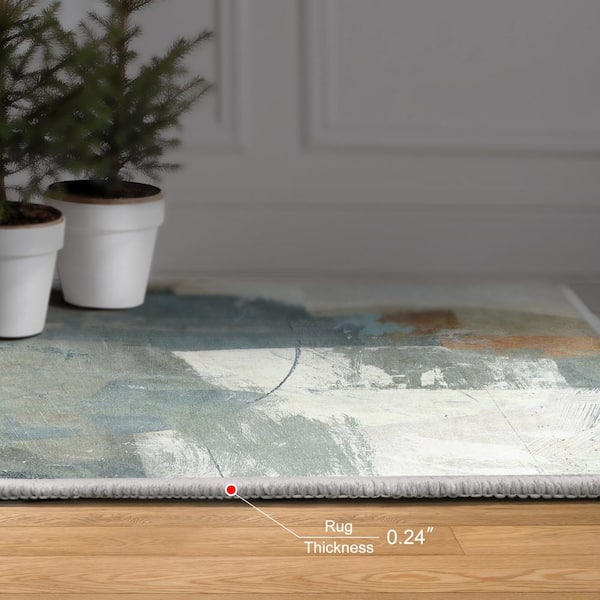 Gray 8 ft. x 10 ft. Interstellar Washable Abstract Art Area Rug Power-loomed Heavenly Softness with Non-Slipping Backing