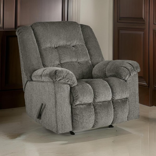 Putty Polyester Manual Rocker Recliner with Cushioned Seat
