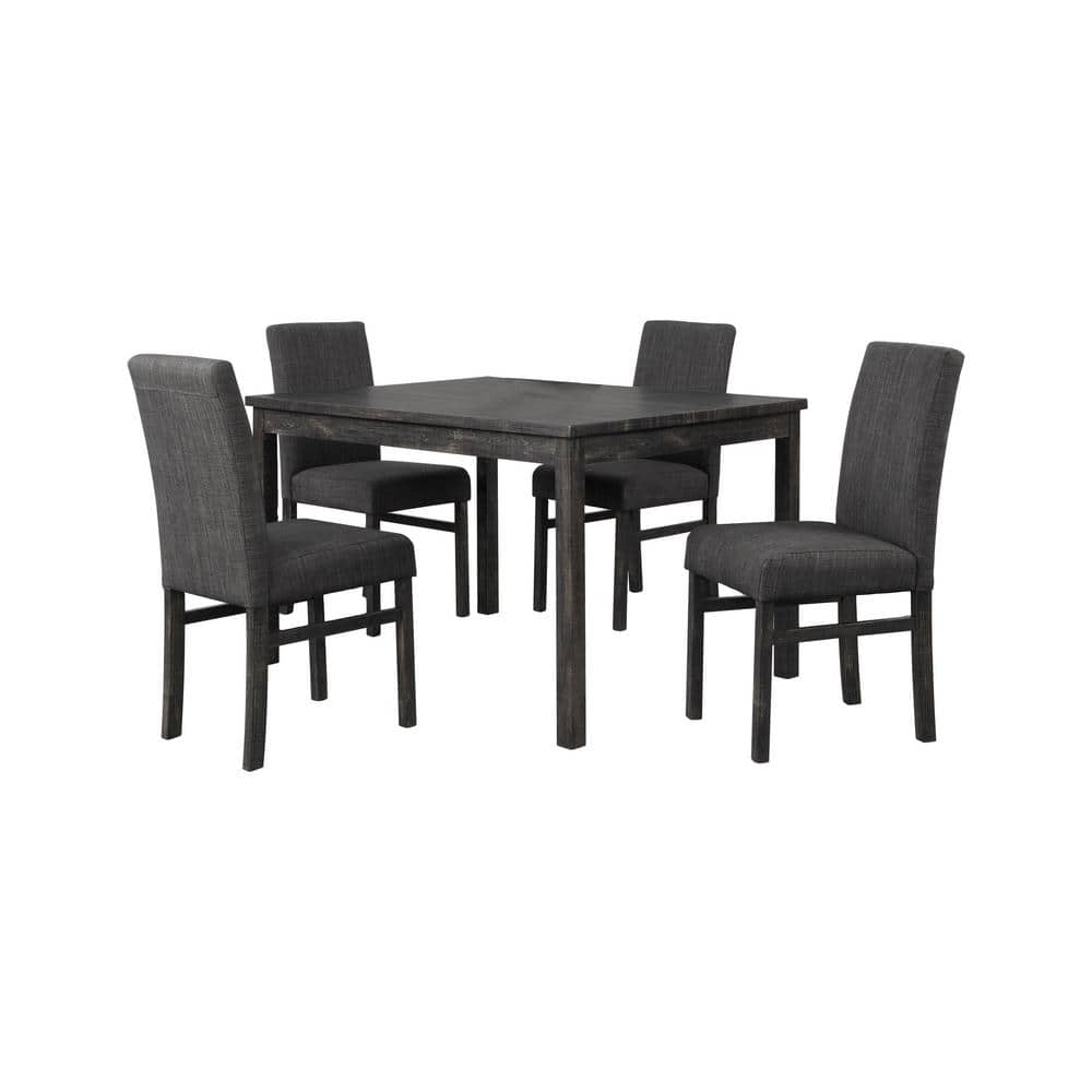 Best Master Furniture Svend 5-Piece Black Charcoal Rectangular Dinette ...
