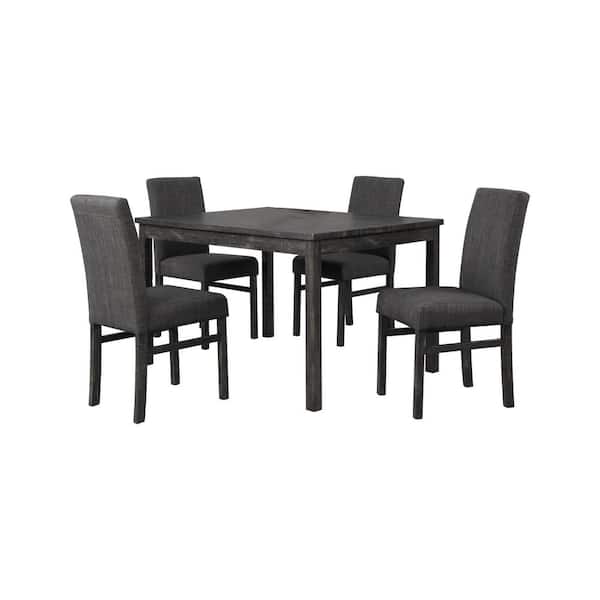 Best Master Furniture Svend 5-Piece Black Charcoal Rectangular Dinette Set