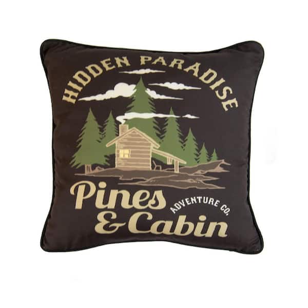 Cedar Lodge Brown Hidden Paradise Decor Throw Pillow 16" x 16"
