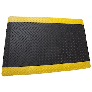 Diamond Plate Anti-Fatigue Black/Yellow RNS 2 ft. x 10 ft. x 9/16 in. Commercial Mat