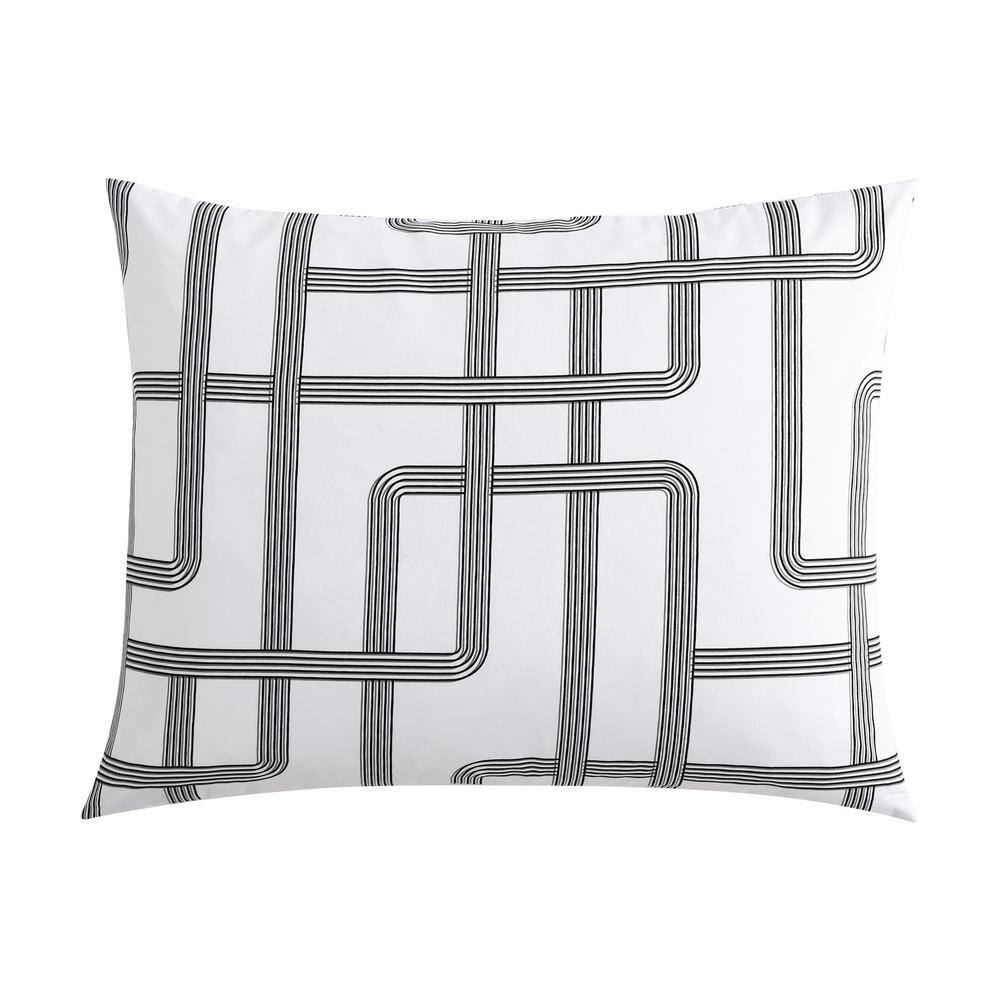 Mainline White and Black Microfiber Twin Duvet Cover Set