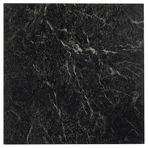 Vinyl Tile Solid Black & White Tiles Peel 'N' Stick Home Floor Decor Dry 20 Pack