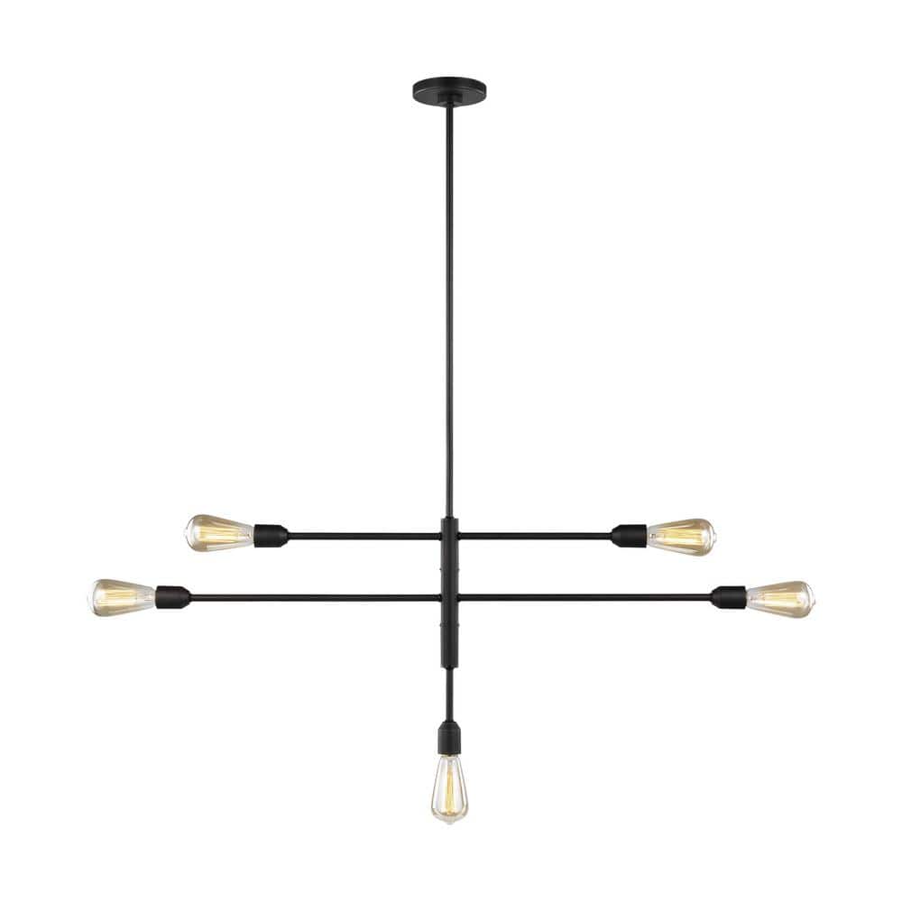 Midnight Black Steel 5-Light Sputnik Chandelier