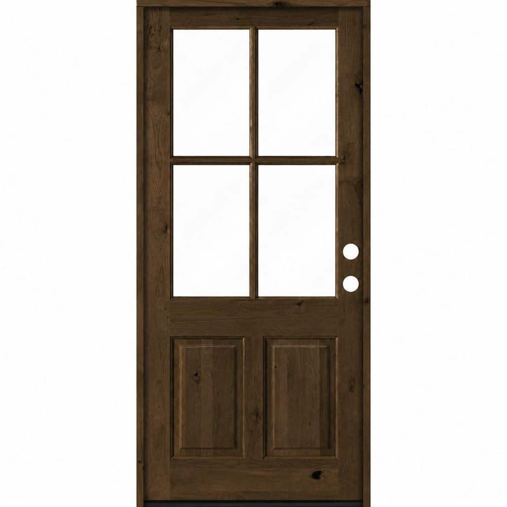 36 in. x 96 in. Knotty Alder Left-Hand/Inswing 4-Lite Clear Glass BEHR Espresso Stain Wood Prehung Front Door price history on PriceWatchPro