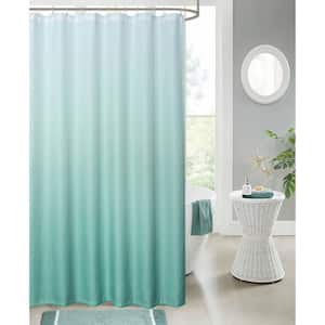Printed Ombre 70 in. x 72 in. Seafoam Waffle Shower Curtain