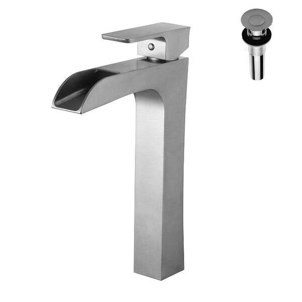 Yosemite Home Decor Single Hole 1-Handle Bathroom Faucet in Brushed Nickel with Pop-Up Drain