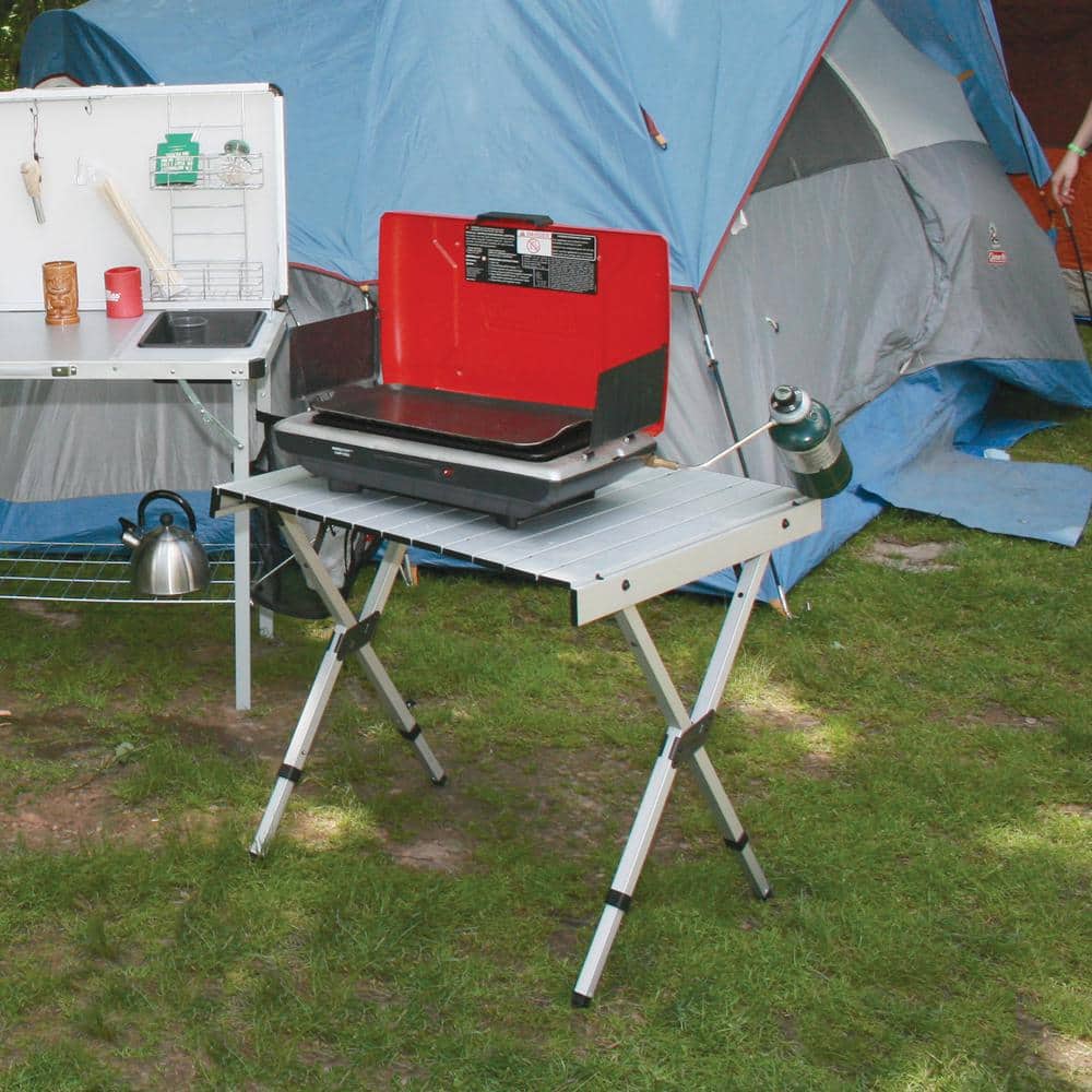 48'' Silver Aluminum Adjustable Folding Camping Table