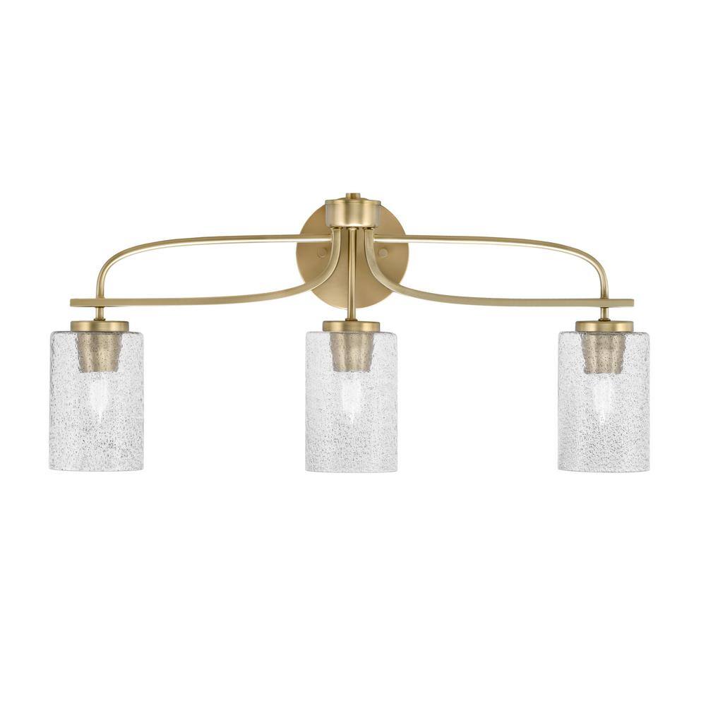 Olympia 25.5 in. 3-Light New Age Brass Vanity Light  Smoke Bubble Glass Sha
