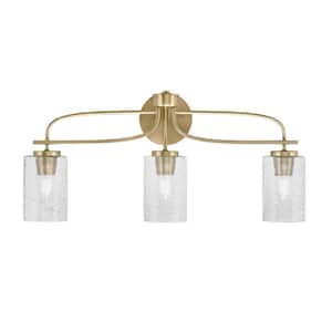 Olympia 25.5 in. 3-Light New Age Brass Vanity Light  Smoke Bubble Glass Shade