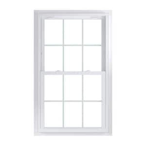 33.75 in. x 56.75 in. 70 Series White Double Hung Low-E Argon Glass Vinyl Fin with J Window with Grids, Screen Incl