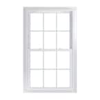 33.75 in. x 56.75 in. 70 Series Low-E Argon Glass Double Hung White Vinyl Fin with J Window with Grids, Screen Incl