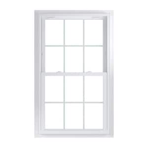 33.75 in. x 56.75 in. 70 Series Low-E Argon Glass Double Hung White Vinyl Fin with J Window with Grids, Screen Incl