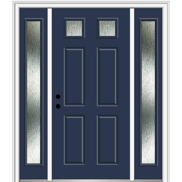 MMI Door 60 in. x 80 in. Right-Hand Inswing Rain Glass Naval Fiberglass Prehung Front Door on 4-9/16 in. Frame