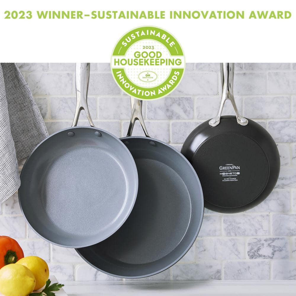 Gray Aluminum Ceramic Nonstick Fry Pan Skillet Set