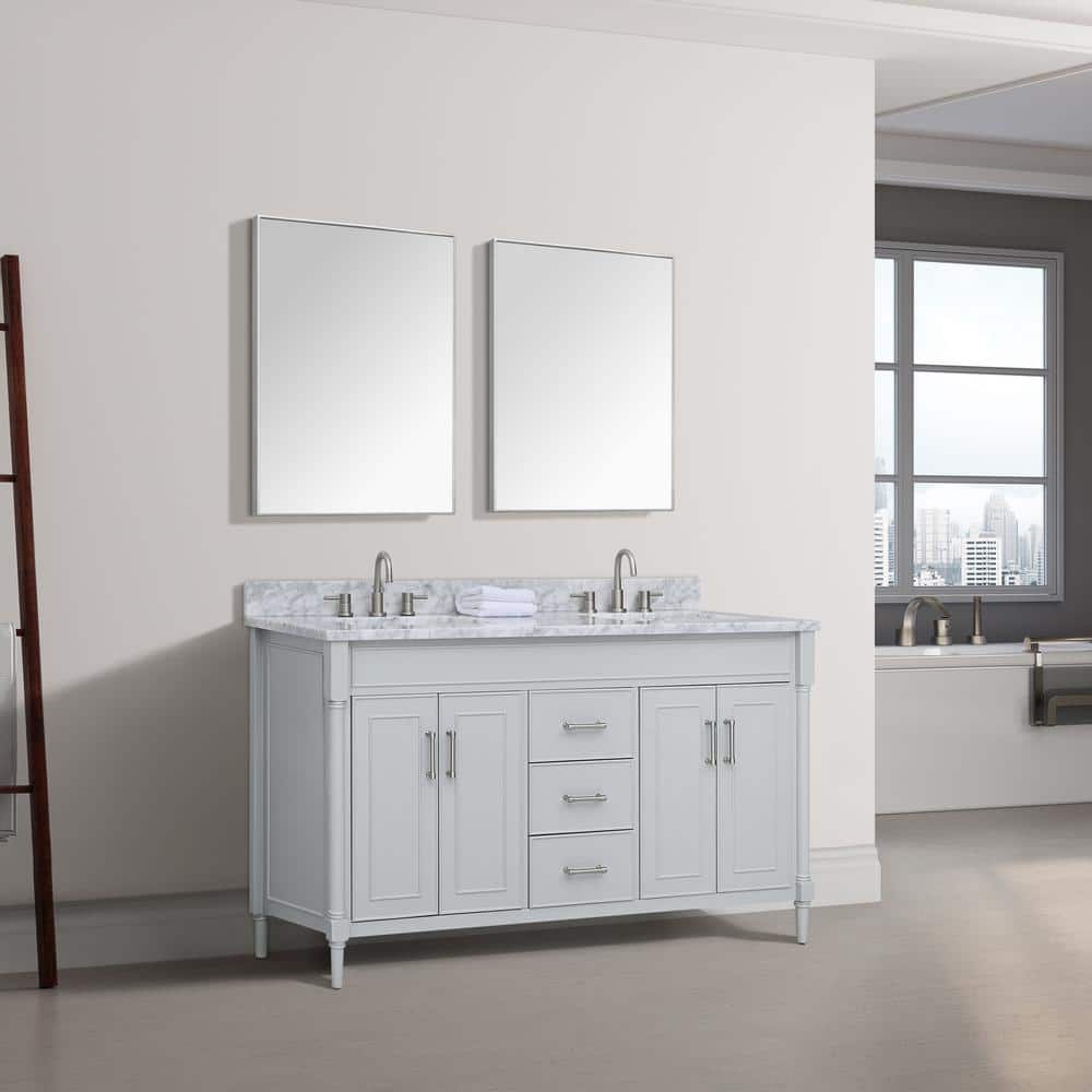 Bristol Light Gray 61'' Double Freestanding Bathroom Vanity