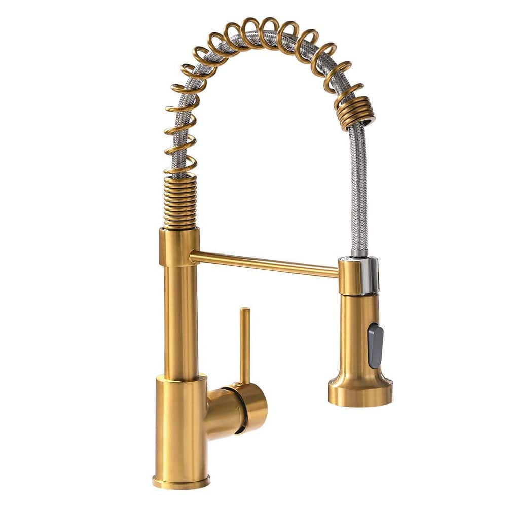 Kitchen Faucet with Pull Down Sprayer, Single Hole Spring Kitchen Sink Faucet for Farmhouses, RV, Laundry, Gold price history on PriceWatchPro