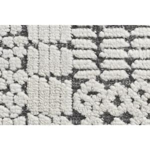 Ivory 9 ft. x 12 ft. Area Rug Hand Knotted Wool Transitional High-Low Rug