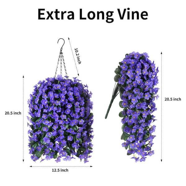 7.5 in. Purple Faux Silk Hang Orchid Vine Artificial Flowers