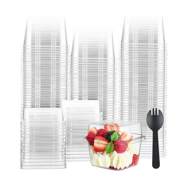 Parfait Storage Containers JFVKAF Clear Square Plastic Dessert Portion Cup Lid PET Material Food ...