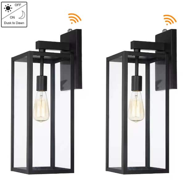 Hukoro Martin 21 in. 1-Light Matte Black Hardwired Outdoor Wall Lantern ...