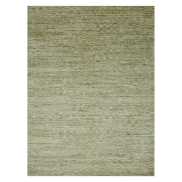 3 ft. x 5 ft. Green And Sage Wool Striped Hand Woven Area Rug