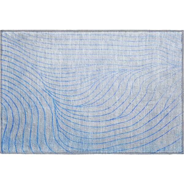 Mayfield Premium Machine Washable Abstract AMF2107 Blue 2 ft. x 3 ft. Accent Rug