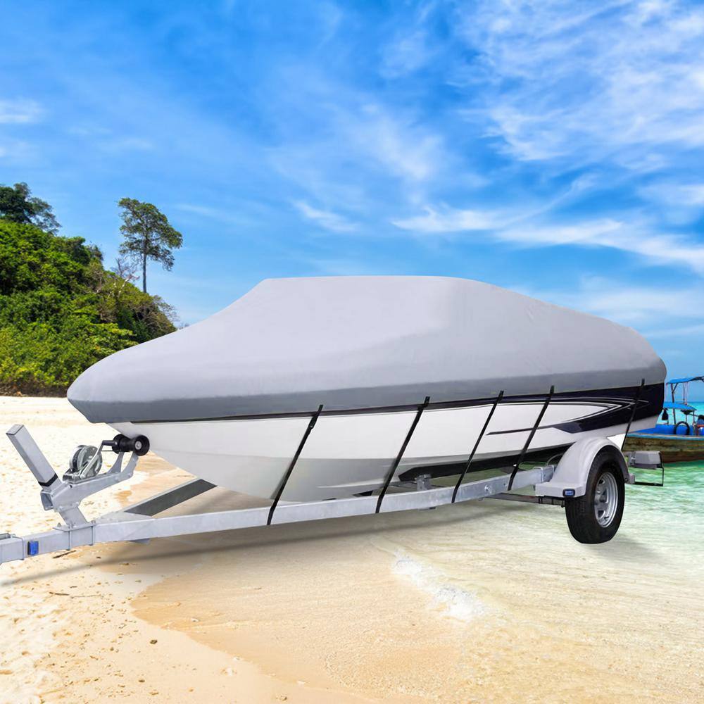 Marine-Grade 22' Gray PVC Coated Motor Boat Cover
