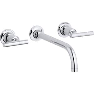 Purist 2-Handle Wall-Mount Low-Arc Faucet Trim in Polished Chrome (Valve not Included)
