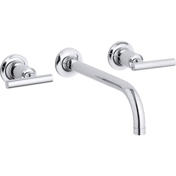 KOHLER Purist 2-Handle Wall-Mount Low-Arc Faucet Trim in Polished Chrome (Valve not Included)
