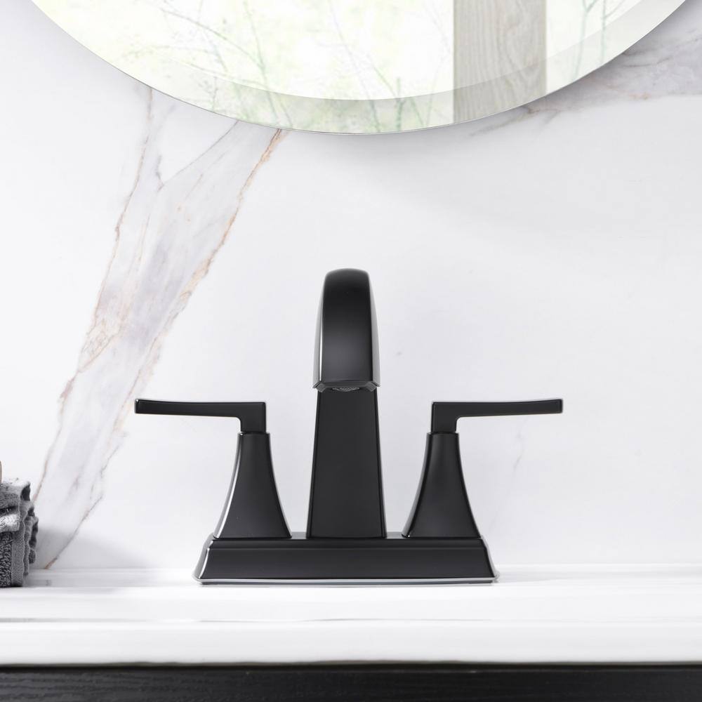 Matte Black Zinc Two-Handle Centerset Bathroom Faucet