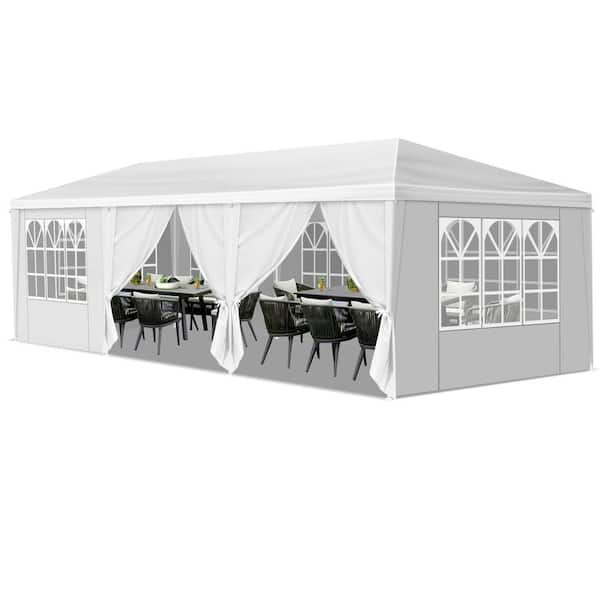 10 ft. x 30 ft. Wedding Tent with 8 Removable Sidewalls, Outdoor Use for Party, Wedding, Marketplace