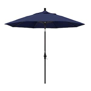 9 ft. Aluminum Collar Tilt Patio Umbrella in Navy Blue Olefin
