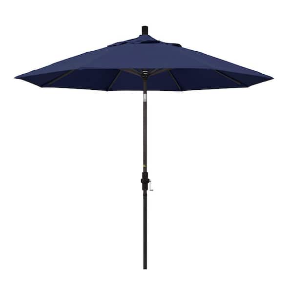 California Umbrella 9 ft. Aluminum Collar Tilt Patio Umbrella in Navy Blue Olefin