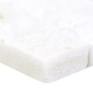 Arctic White Mini Ledger Corner 4.5 in. x 9 in. Natural Splitface Marble Wall Tile (4 sq. ft. / case)