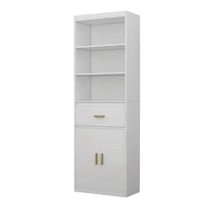 23.6 in. W x 11.8 in. D x 70.8 in. H White Wood Freestanding Bathroom Linen Cabinet with Drawer and Cabinet