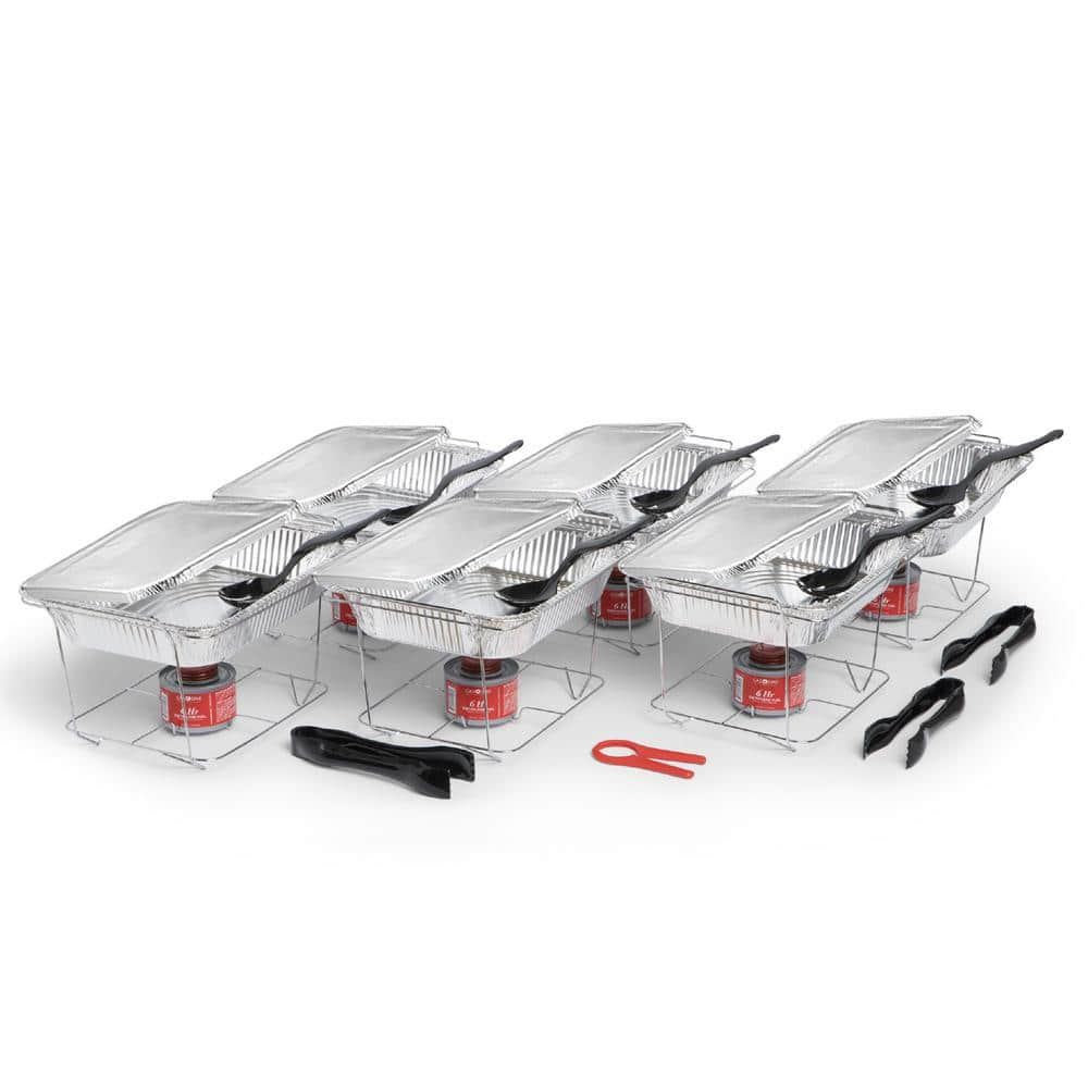 ALPHA Living 2.5 qt. Half Size Pans Disposable Aluminum Chafing Dishes Buffet (Set of 6)