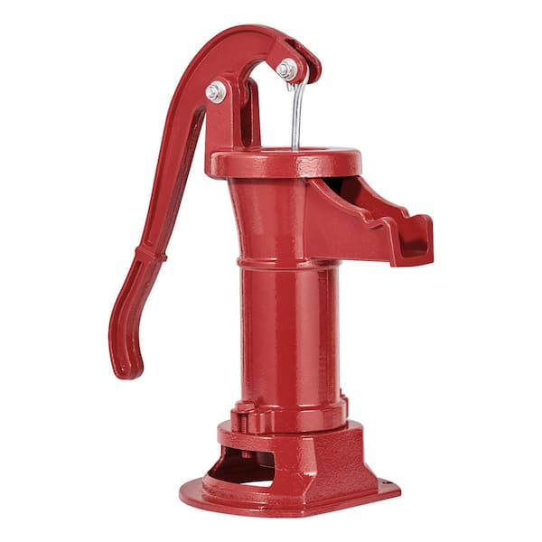 25 ft. Maximum Lift, Well Hand Pitcher Pump, Antique Cast Iron Manual Hand Water Pump, NPT 1-1/4 in. Connection, Red