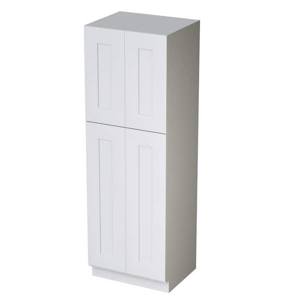 24in W x 24in D x 96in H Plywood Ready to Assemble Floor Base Kitchen Cabinet in White with Doors and Shelves